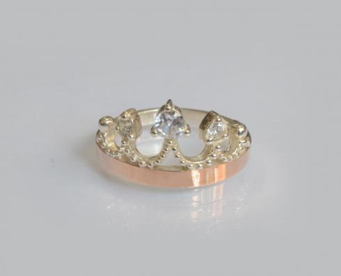 Серебряное кольцо  с пластинами из золота