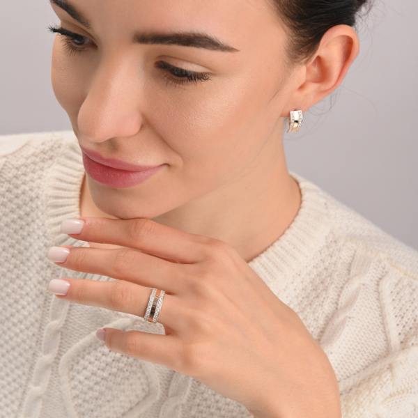 Серебряный гарнитур с золотыми вставками