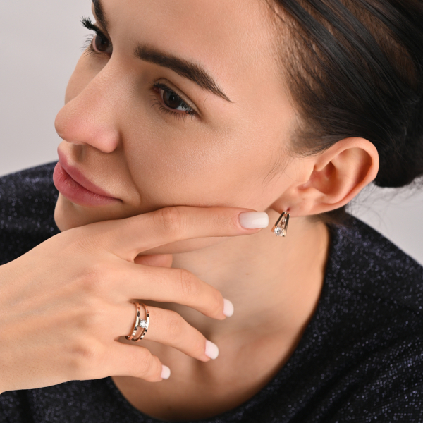 Серебряный комплект с золотыми напайками