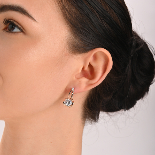 Серебряные серьги  с пластинами из золота