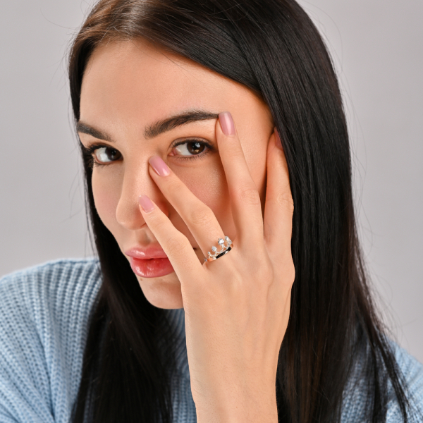 Срібна каблучка з пластинами із золота