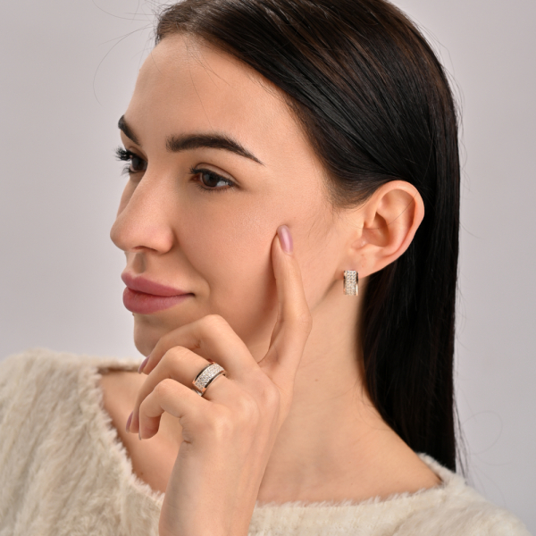 Срібна каблучка з золотими пластинами