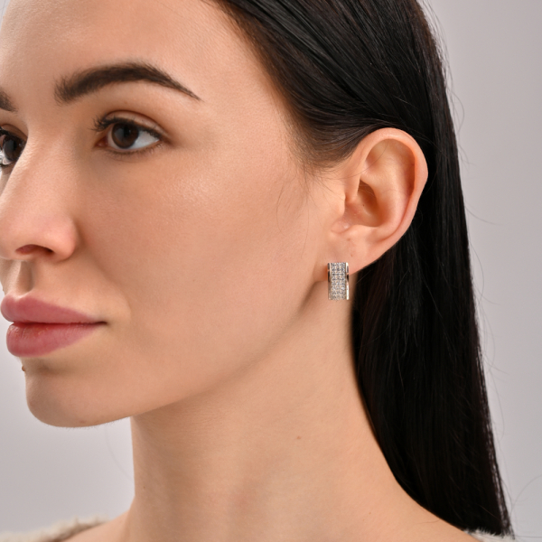 Серебряные серьги со вставками из золота