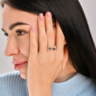 Срібна каблучка з напайками із золота