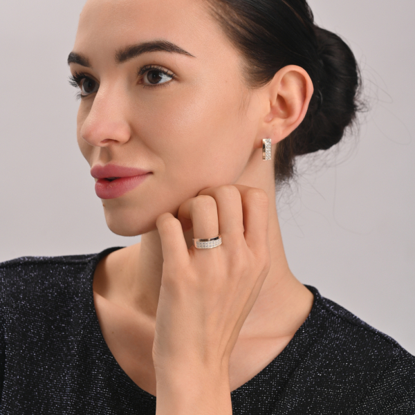 Серебряные серьги с  накладками из золота