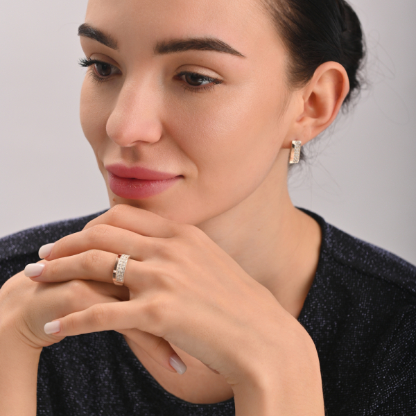 Серебряное кольцо с золотыми напайками