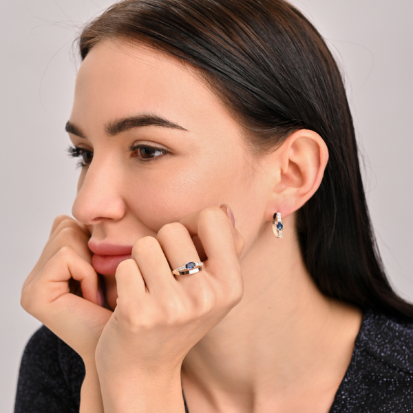 Срібний набір з золотими вставками