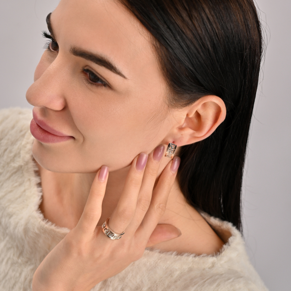 Серебряные серьги с золотыми вставками