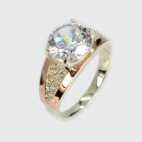 Срібна каблучка з золотими пластинами