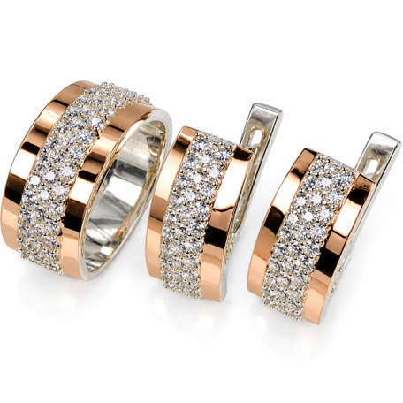 Срібний набір з накладками з золота