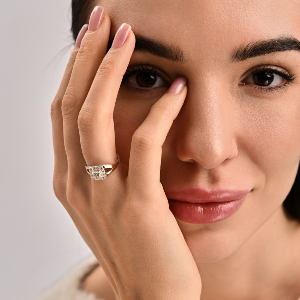 Срібна каблучка  зі вставками з золота