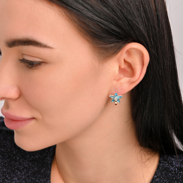 Срібні сережки з напайками із золота