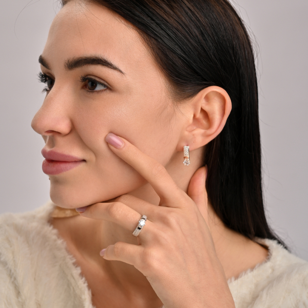 Серебряные серьги со вставками из золота