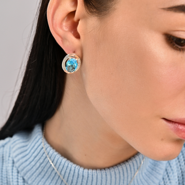 Срібні сережки з золотими вставками