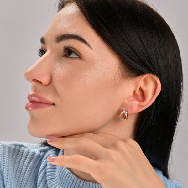 Серебряные серьги  с пластинами из золота