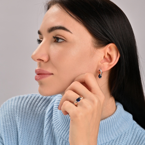 Серебряные серьги с золотыми вставками