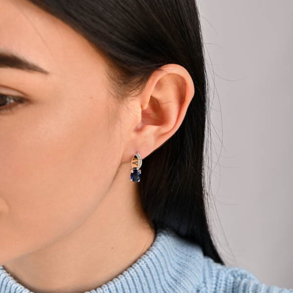 Серебряные серьги с золотыми вставками