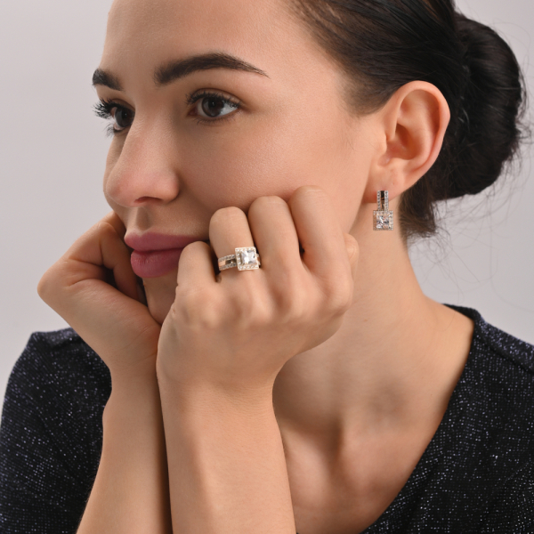 Серебряный набор с золотыми вставками