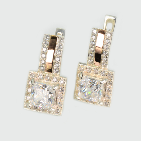 Серебряные серьги с напайками из золота