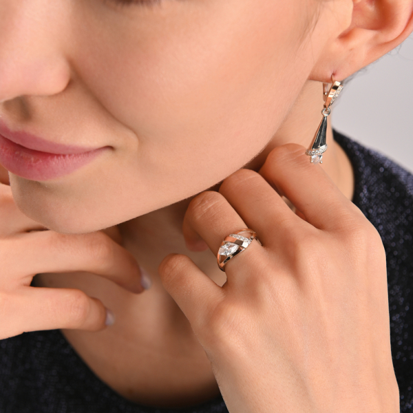 Серебряный комплект с золотыми накладками