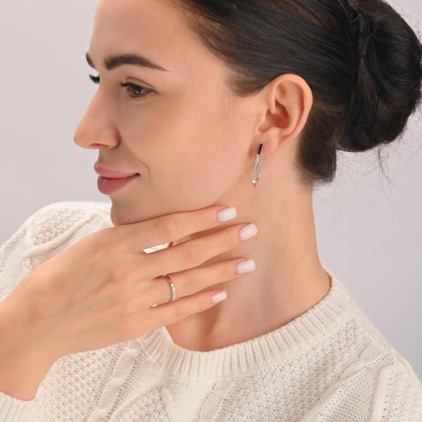 Срібні сережки з золотими вставками