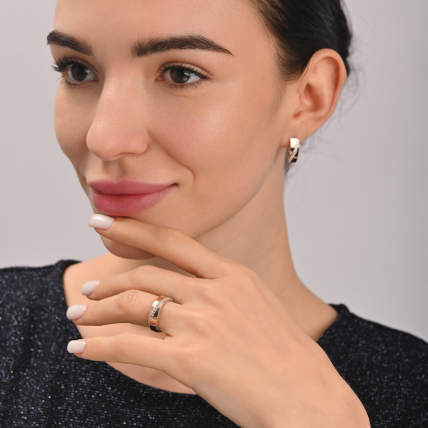 Серебряный комплект с золотыми вставками