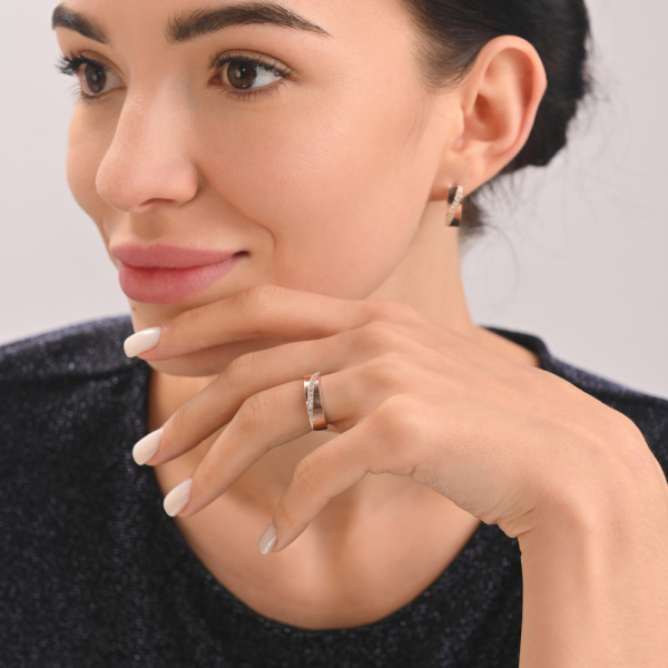 Серебряное кольцо  с пластинами из золота