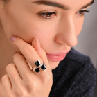 Срібна каблучка з пластинами із золота