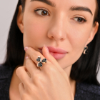 Срібна каблучка з пластинами із золота