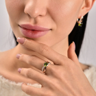 Срібна каблучка з золотими вставками