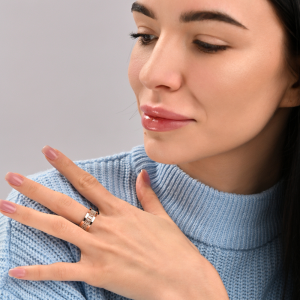 Срібна каблучка з пластинами із золота