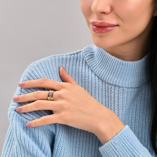 Срібна каблучка з пластинами із золота