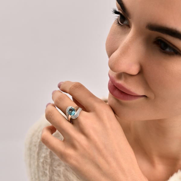 Каблучка срібна з золотими накладками