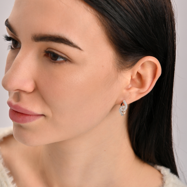 Серебряные серьги с золотыми напайками и фианитами