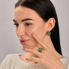 Кольцо серебряное с золотыми вставками