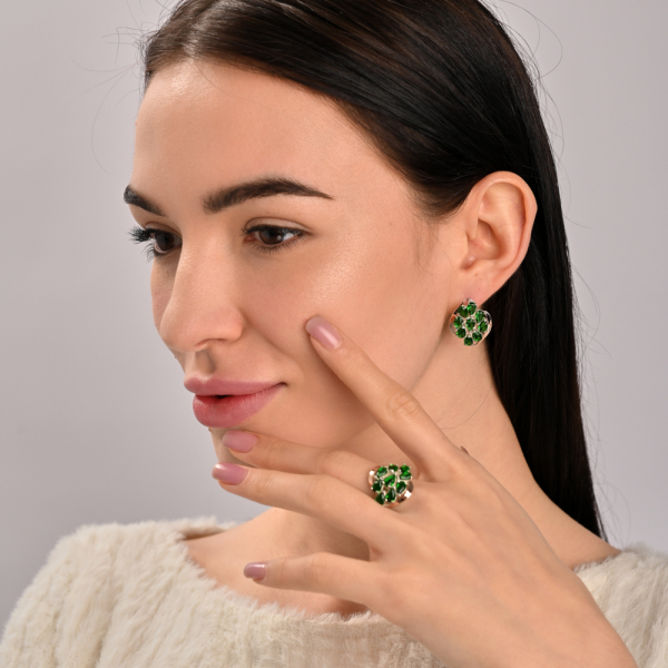 Кольцо серебряное с золотыми вставками