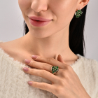 Кольцо серебряное с золотыми вставками