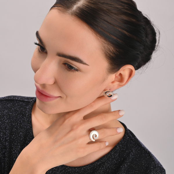 Гарнитур серебряный с золотом