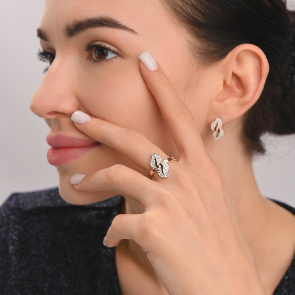 Набор кольцо и серьги серебряные