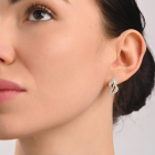 Серебряные серьги с золотыми пластинками и фианитами