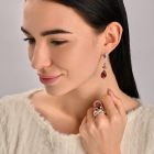 Серьги серебряные с золотыми пластинами и фианитами