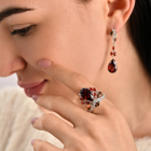 Серьги серебряные с золотыми пластинами и фианитами