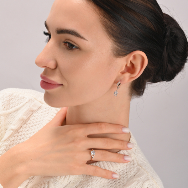 Срібний комплект з золотими пластинами і фіанітами