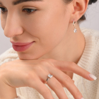 Серьги серебряные с золотыми накладками и фианитами