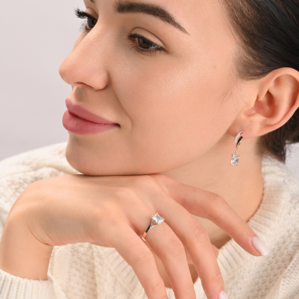 Срібний комплект з золотими пластинами і фіанітами