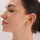 Серьги серебряные с золотыми накладками и фианитами