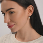 Серьги серебряные с золотыми вставками и фианитами