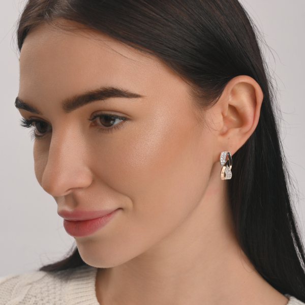 Серебряный набор серьги и кольцо с фианитами