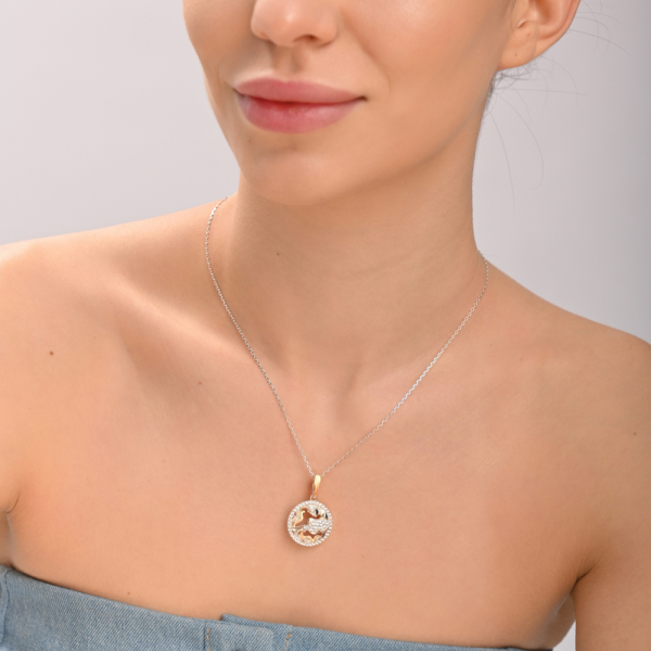 Подвес знак зодиака "Водолей" из серебра с пластинами золота