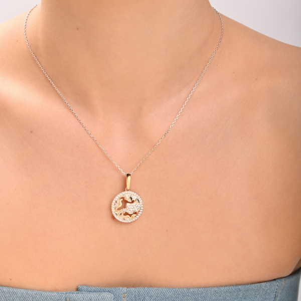 Подвес знак зодиака "Водолей" из серебра с пластинами золота